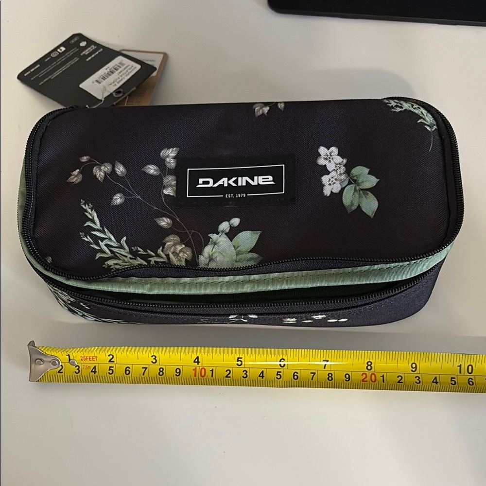 Dakine Black and Green Floral pencil Pouch XL nwt